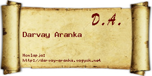 Darvay Aranka névjegykártya